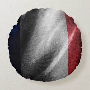 Seidenflagge in Frankreich Rundes Kissen