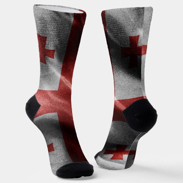 Seidenflagge in Georgien Socken (Gewinkelt)