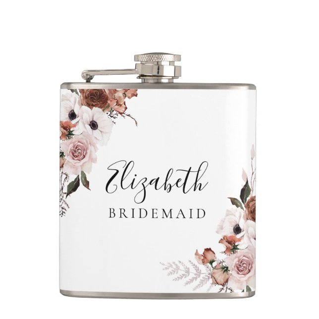 Seidenflor-Brautparty Flachmann (Vorderseite)