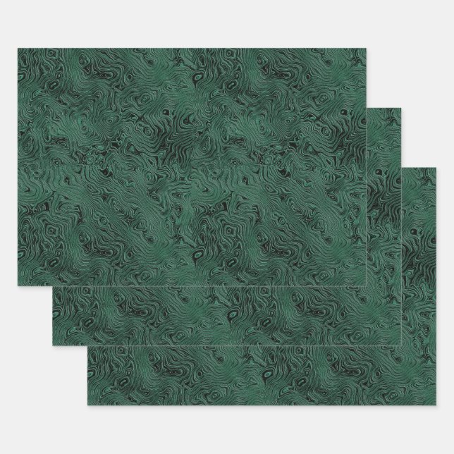 Seidenmoire Kleines Muster in Forest Green Geschenkpapier Set (Set)