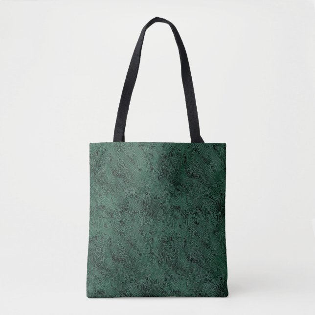 Seidenmoire Kleines Muster in Forest Green Tasche (Vorderseite)