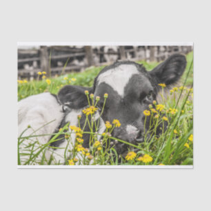 Seidenpapier mit Bild des Kalbs in den Blumen