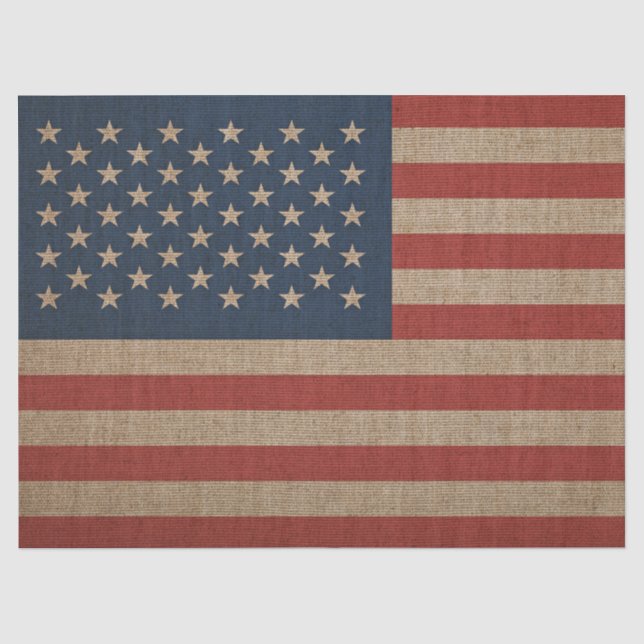 Seidenpapier mit brauner Leinwandflagge von USA (Vorderseite)