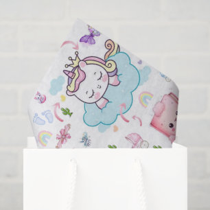 Seidenpapier Rosa Blau Einhorn Regenbogen Katze