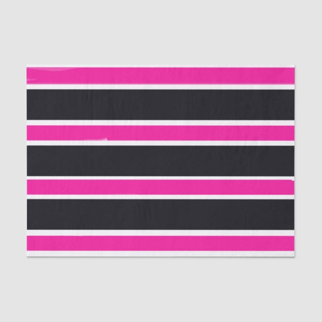 SeidenpapierGirly Chic-Rosa-Schwarz-weiße Streifen Seidenpapier (Vorderseite)