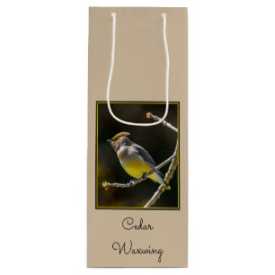 Seidenschwanz Singvogel Original Wildvogel-Foto Geschenktüte Für Weinflaschen