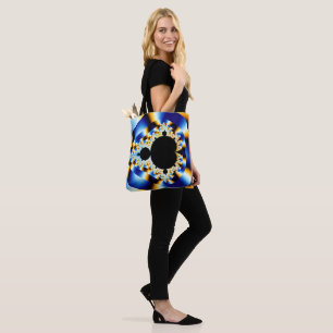 Seidig aussehendes blaues Fraktal Tasche