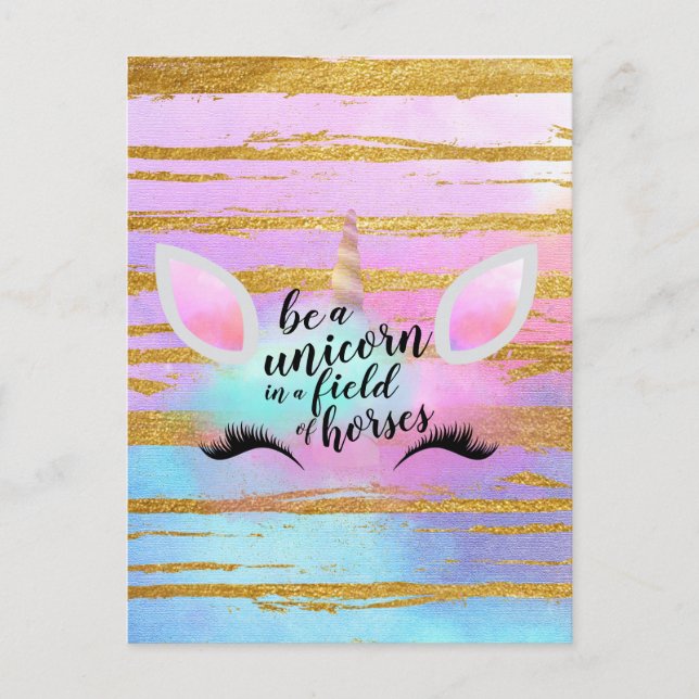 Seien Sie ein Einhorn auf einem Pferdefeld Persona Postkarte (Vorderseite)