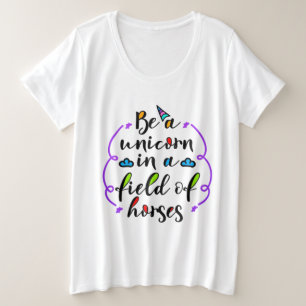 Seien Sie ein Einhorn im Feld der Typografie von P Große Größe T-Shirt
