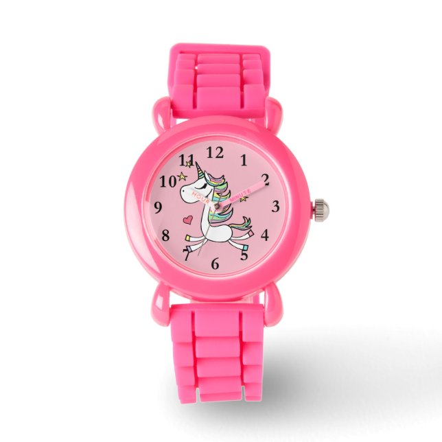 Seien Sie ein einmaliger rosa Glitzer-Auftritt Armbanduhr (Vorderseite)