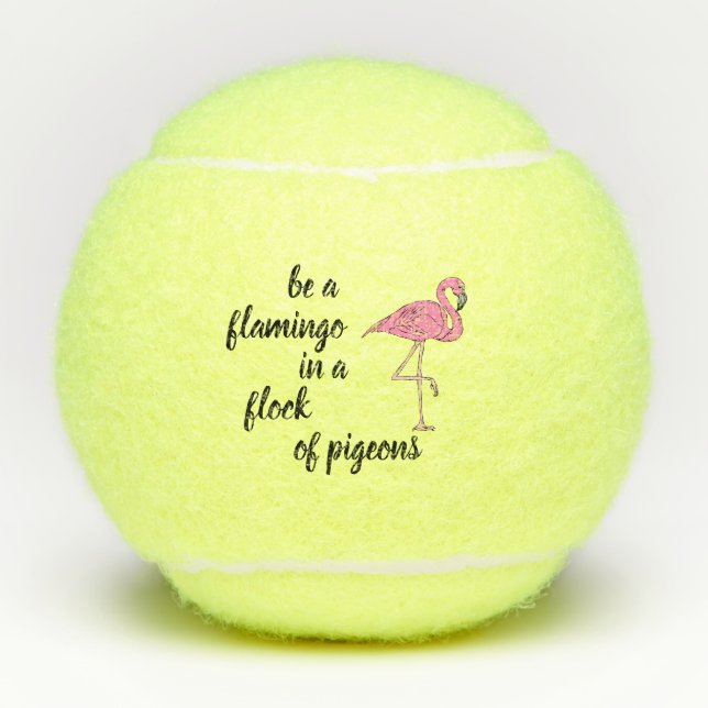 Seien Sie ein Flamingo in einer Taubenschlocke Tennisbälle (Vorderseite)