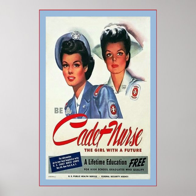 Seien Sie ein Kaddet Nurse ~ Vintage Krankenschwes Poster (Vorne)