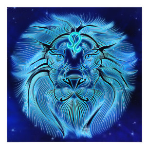Seien Sie ein König, ein Löwe, blau, ein Tierzeich Fotodruck
