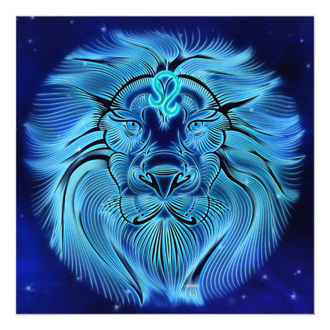 Seien Sie ein König, ein Löwe, blau, ein Tierzeich Fotodruck (Vorne)