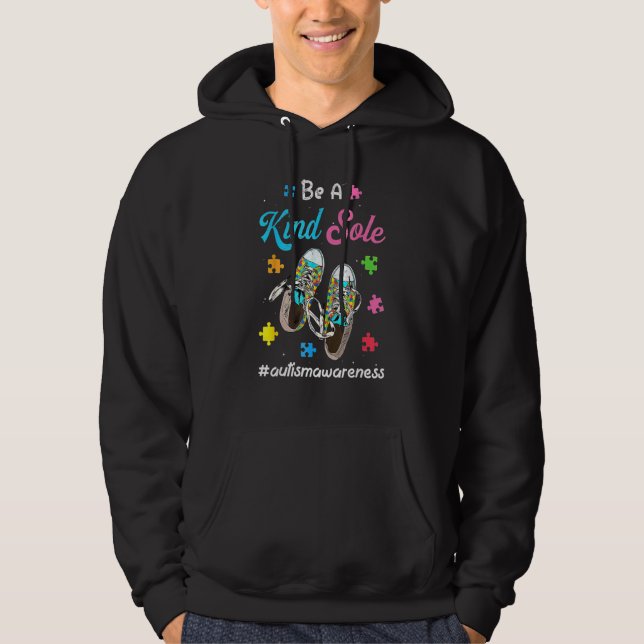 Seien Sie ein netter Mann Autismus Bewusstsein Puz Hoodie (Vorderseite)