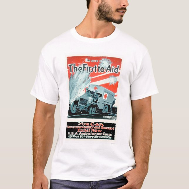 Seien Sie ein vom zu helfen ersten, (US00268) T-Shirt (Vorderseite)