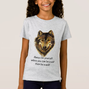 Seien Sie ein Wolf Fusion Zitat Wasserfarben Kunst T-Shirt