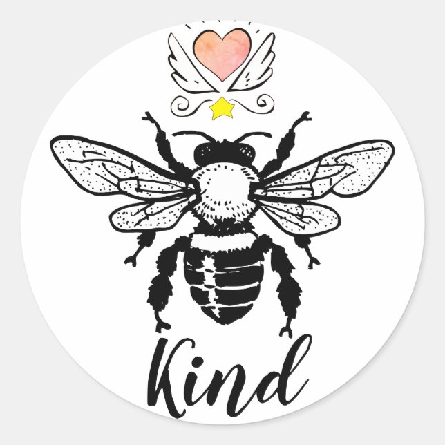 Seien Sie eine nette Bumble mit Flügeln. Runder Aufkleber (Vorderseite)