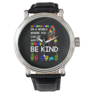 Seien Sie freundlich Autismus Bewusstsein ASL Mama Armbanduhr
