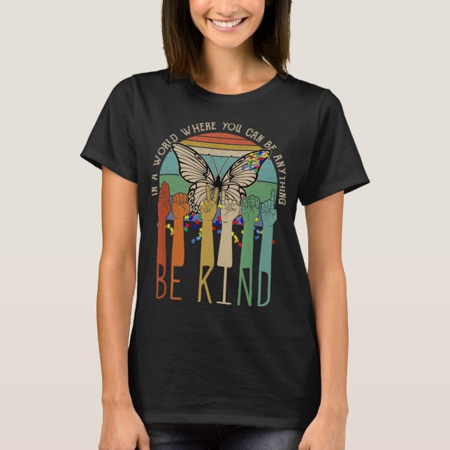 Seien Sie freundlich Autismus Bewusstsein ASL Mama T-Shirt (Vorderseite)
