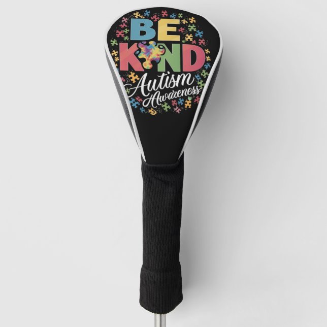 Seien Sie freundlich Autismus Bewusstsein farbenfr Golf Headcover (Vorderseite)