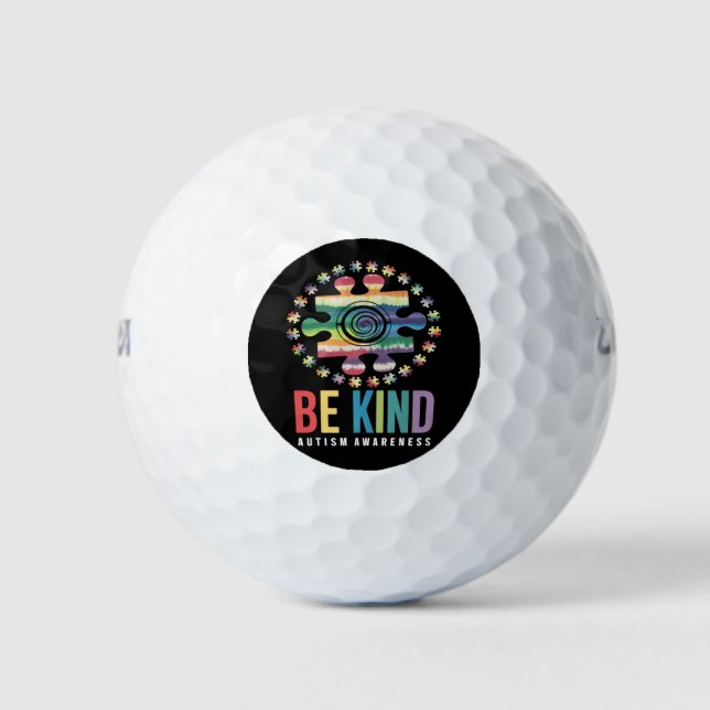 Seien Sie freundlich Autismus Bewusstsein farbenfr Golfball (Vorderseite)