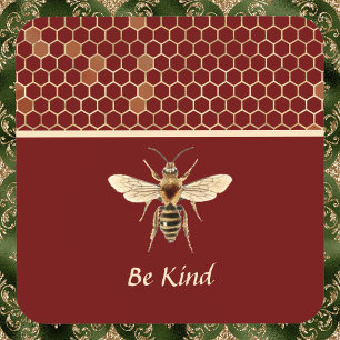 Seien Sie freundlich Bee und Honeycomb auf Burgund Getränkeuntersetzer