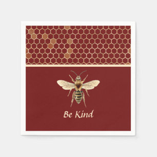 Seien Sie freundlich Bee und Honeycomb auf Burgund Serviette