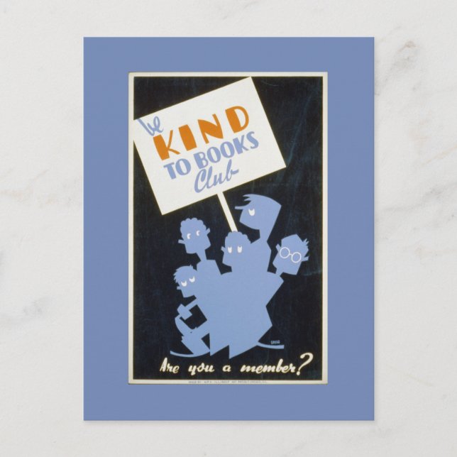 Seien Sie freundlich beim Books Club Postkarte (Vorderseite)