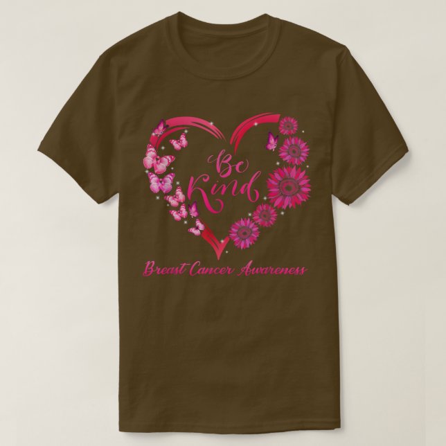 Seien Sie freundlich Herz Sonnenblumen Schmetterli T-Shirt (Design vorne)