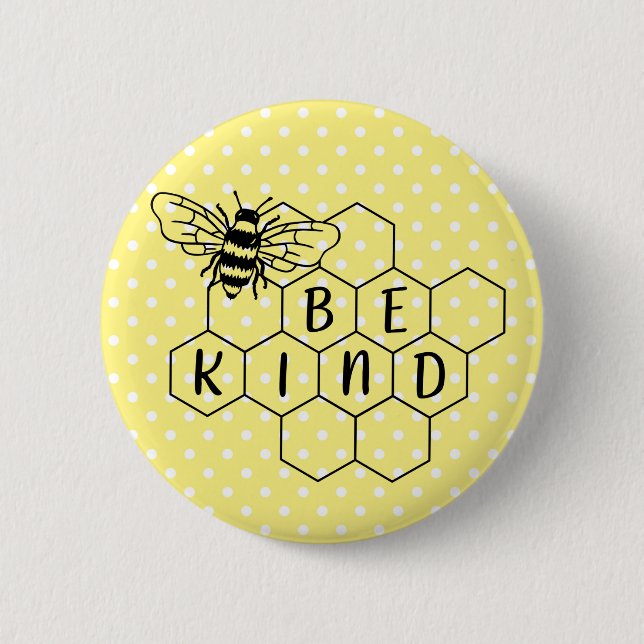 Seien Sie freundlich Hummel Gelber Polka Dot Button (Vorderseite)