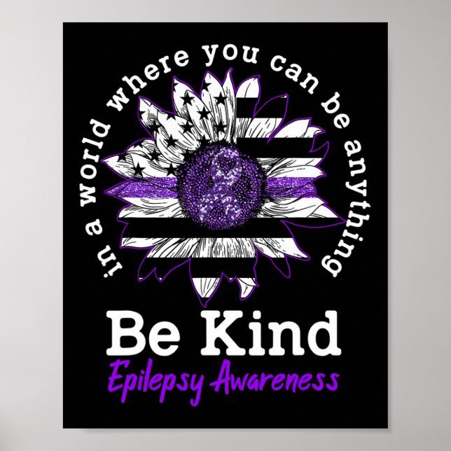 Seien Sie freundlich Lila Ribbon Sonnenblumen Kind Poster (Vorne)