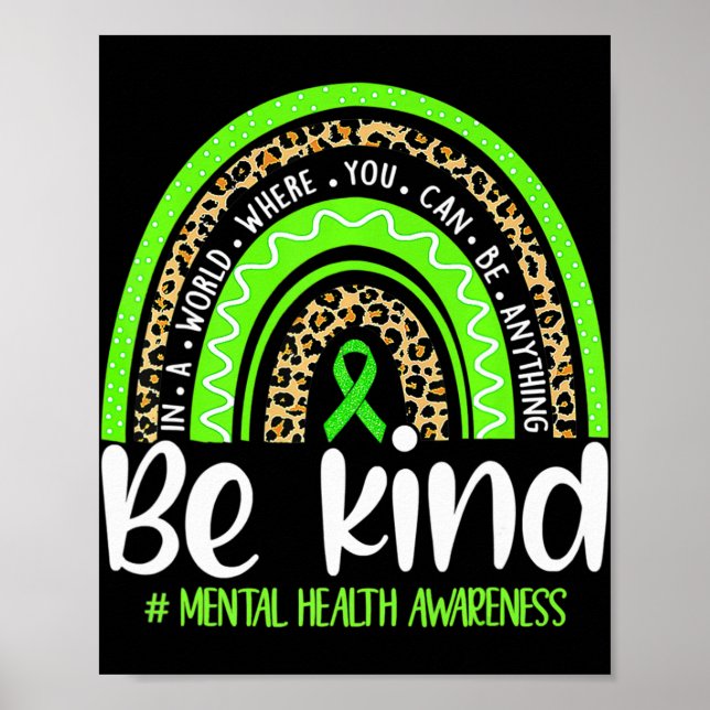 Seien Sie freundlich Mental Health Awareness Leopa Poster (Vorne)