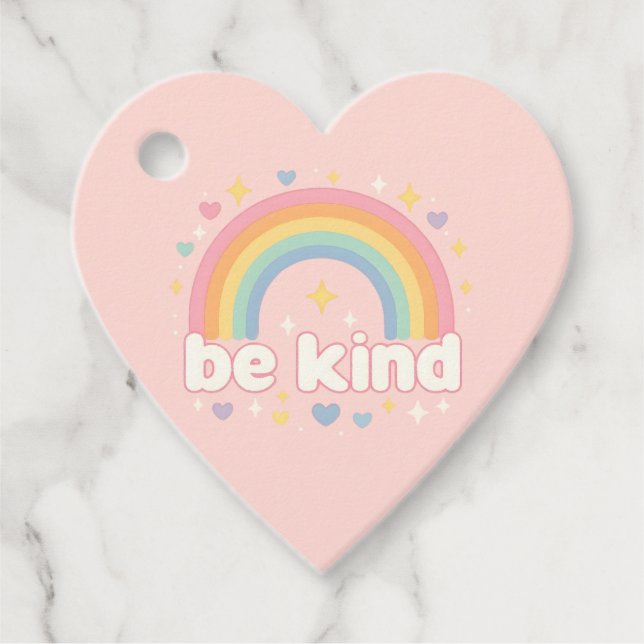Seien Sie freundlich - Rainbow Pastel-Positionieru Geschenkanhänger (Vorderseite)