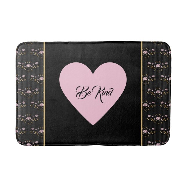 Seien Sie freundlich rosa Herz auf winzigen Rose u Badematte (Vorderseite)