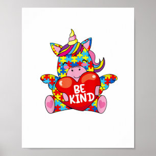 Seien Sie freundlich Shirt Autismus Bewusstsein Ge Poster