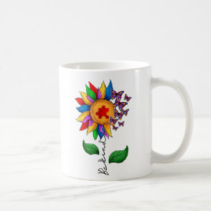 Seien Sie freundlich Sonnenblumen- Autismus-Bewuss Kaffeetasse