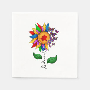 Seien Sie freundlich Sonnenblumen- Autismus-Bewuss Serviette