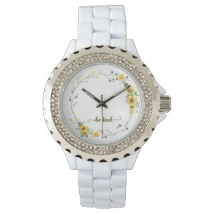 Seien Sie freundlich, Sonnenblumen, botanischer Kr Armbanduhr