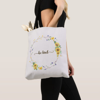 Seien Sie freundlich, Sonnenblumen, botanischer Kr Tasche