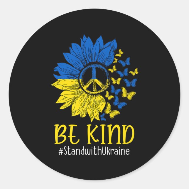Seien Sie freundlich Sonnenblumen Frieden Liebe Uk Runder Aufkleber (Vorderseite)
