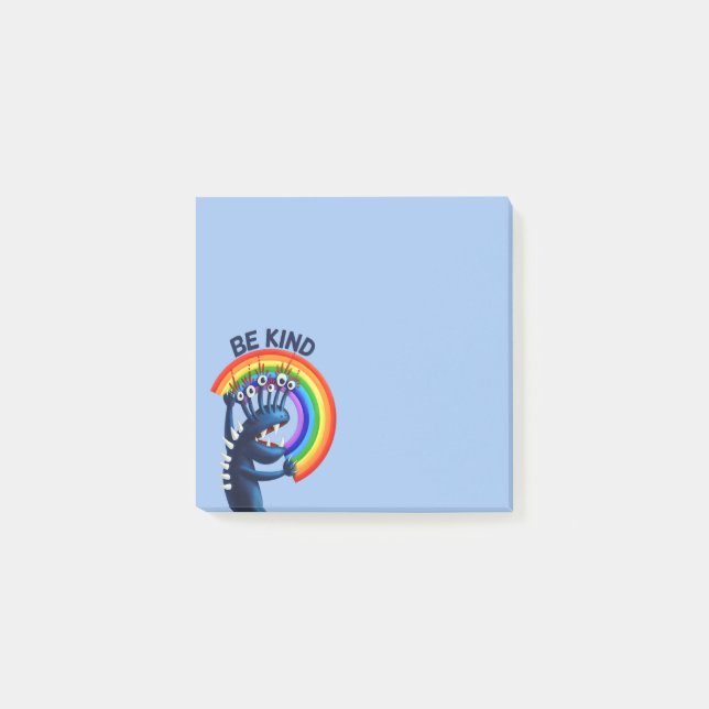 Seien Sie freundlich - Süße Figur-Regenbogen-Posit Post-it Klebezettel (Vorderseite)