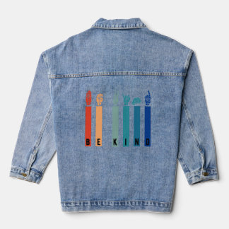 Seien Sie freundlich und sprechen Sie Jeansjacke