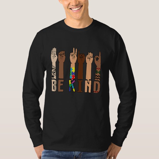 Seien Sie freundlich und sprechen Sie Lehrer Autis T-Shirt (Vorderseite)