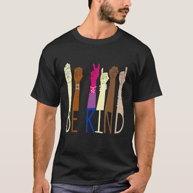 Seien Sie freundlich und sprechen Sie LGBT Bisexue T-Shirt (Vorderseite)