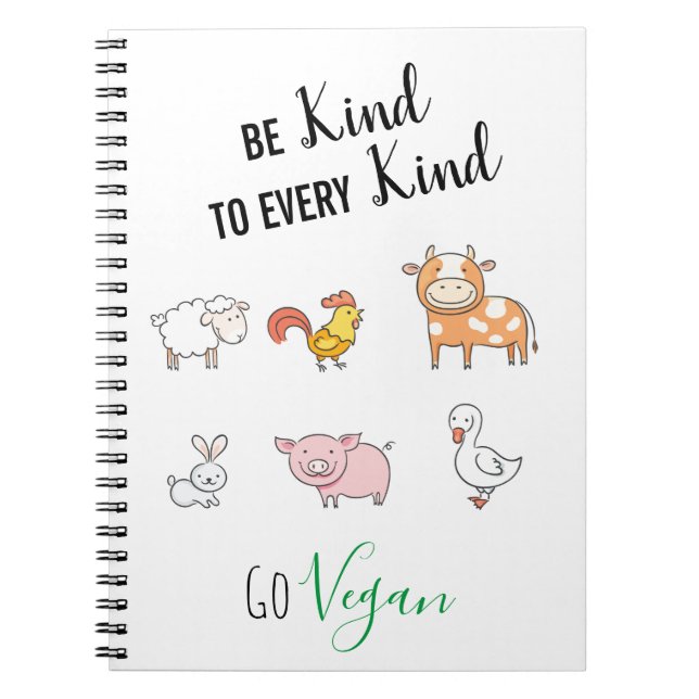 Seien Sie freundlich Vegan mit niedlichen Cartoon Notizblock (Vorderseite)