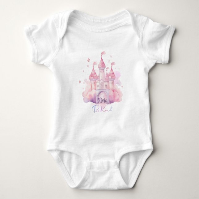 Seien Sie freundlicher Palast auf der rosa Cloud Baby Strampler (Vorderseite)