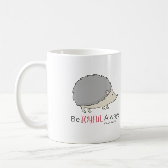 Seien Sie froh, immer rosa Igel Kaffeetasse (Links)