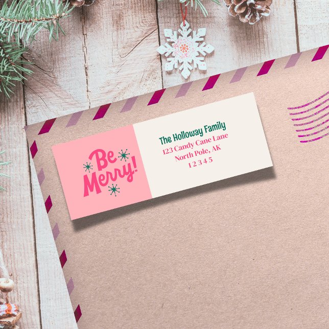 Seien Sie froh, Pink Scribble Tree Arched Foto (Send cheer with this bold and playful holiday labels!)