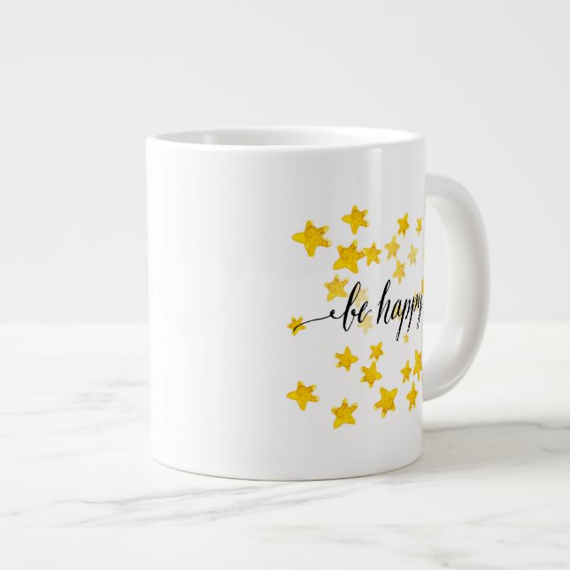Seien Sie glücklich 3 Jumbo-Tasse (Vorderseite Rechts)